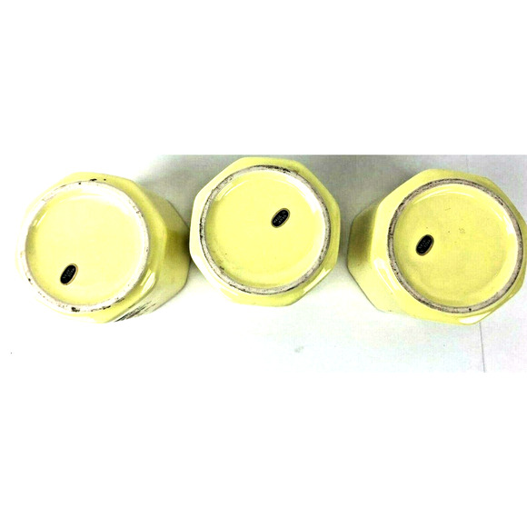 Vintage Japanese‎ Sake Tea Cup 3 Piece Yellow Cart Design Octagon Rim Pin Stripe - Picture 9 of 9